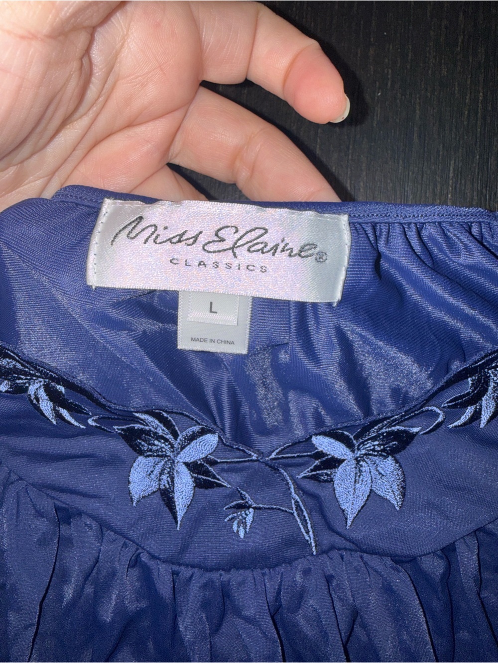 Vintage Inspired Navy Nightgown Embroidered Sleep Victorian Inspired Dress - Picture 5 of 6